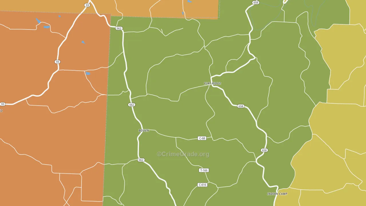 Boden, OH Map of Robbery Rates