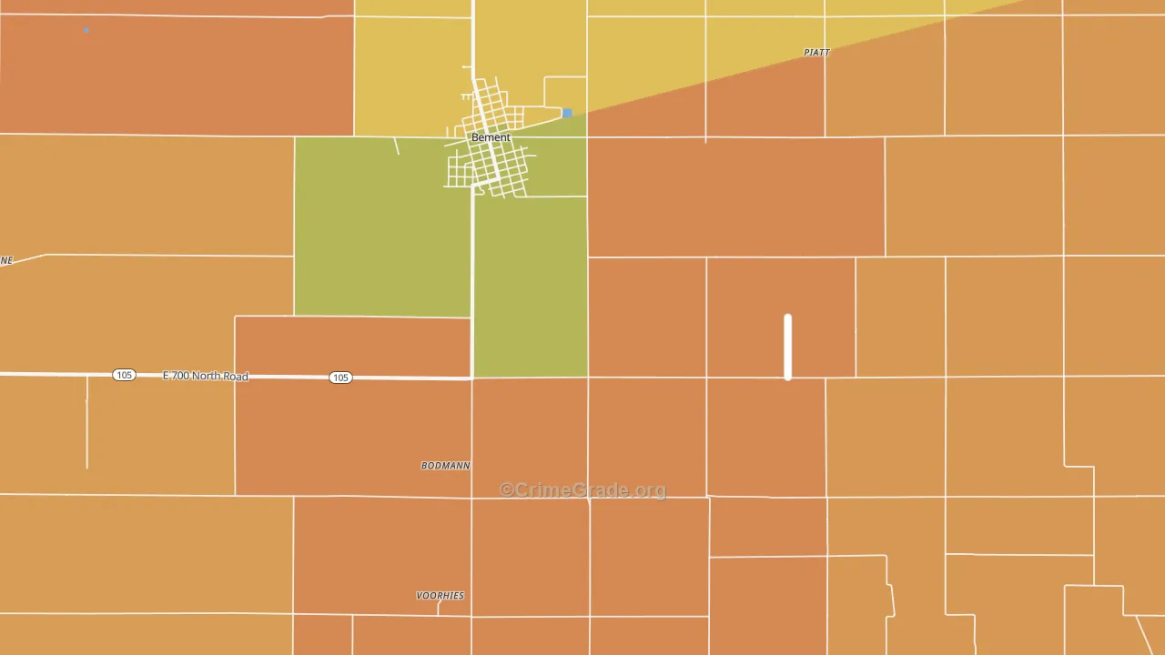 Bodman, IL Map of Robbery Rates