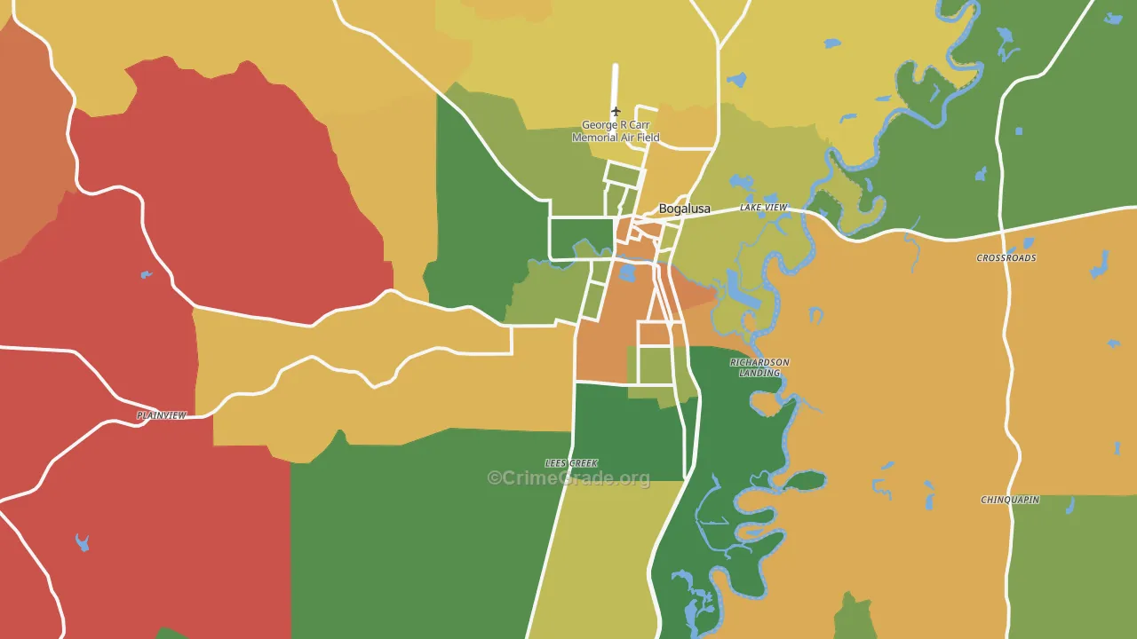 Bogalusa, LA Map of Robbery Rates