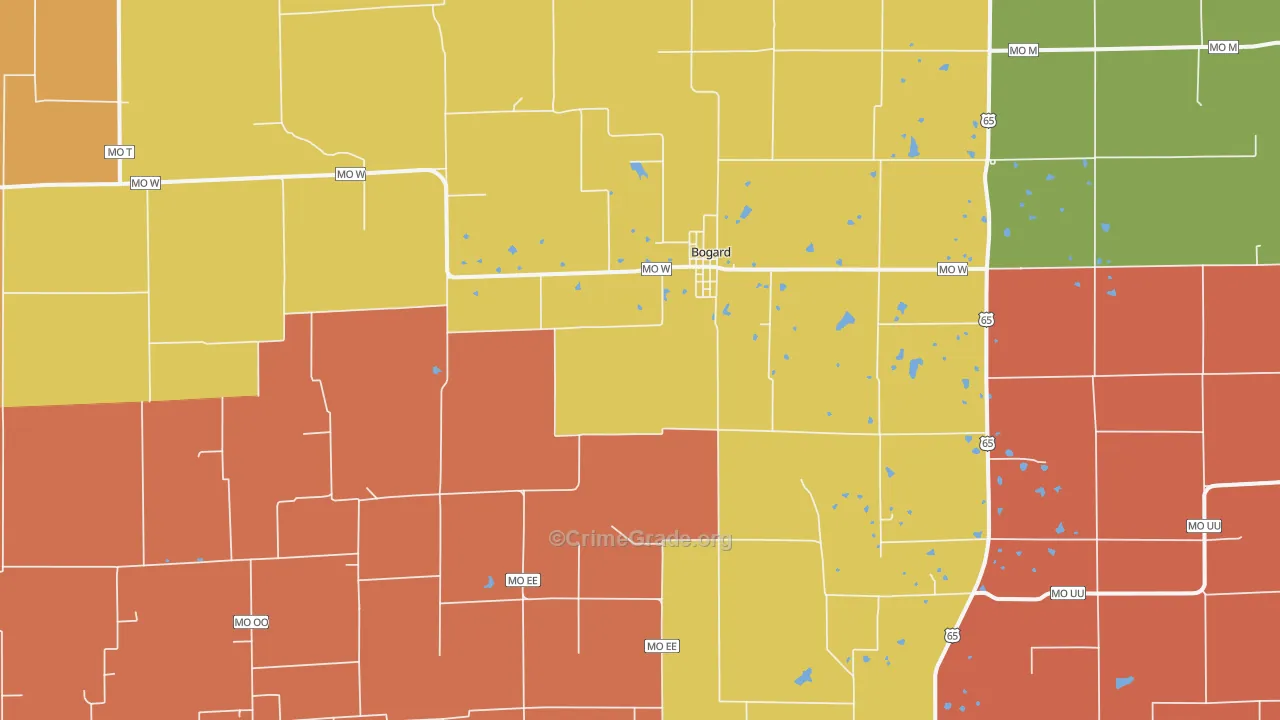Bogard, MO Map of Robbery Rates
