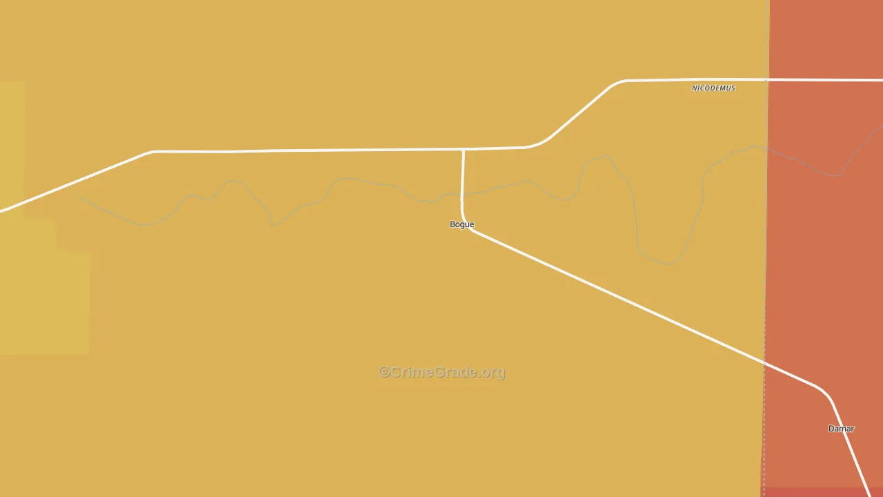 Bogue, KS Map of Robbery Rates