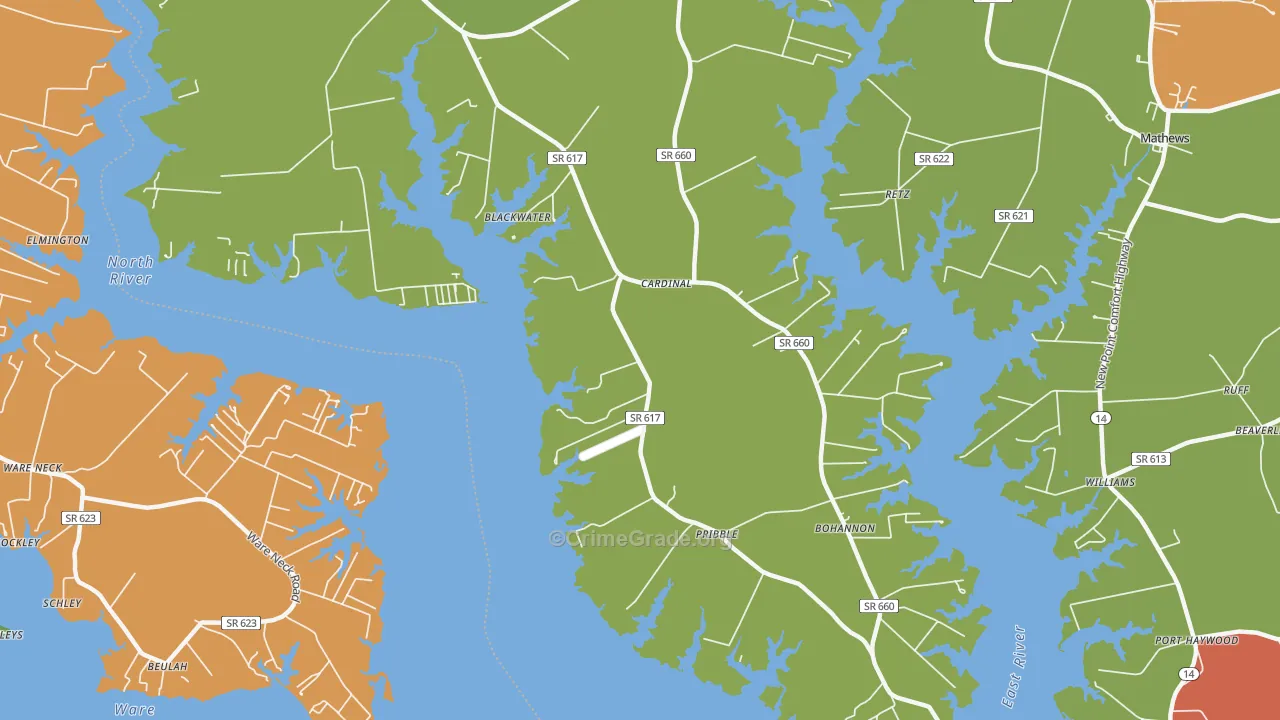 Bohannon, VA Map of Robbery Rates