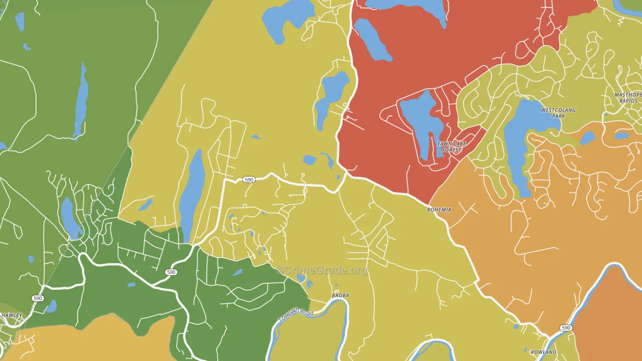 Bohemia, PA Map of Robbery Rates