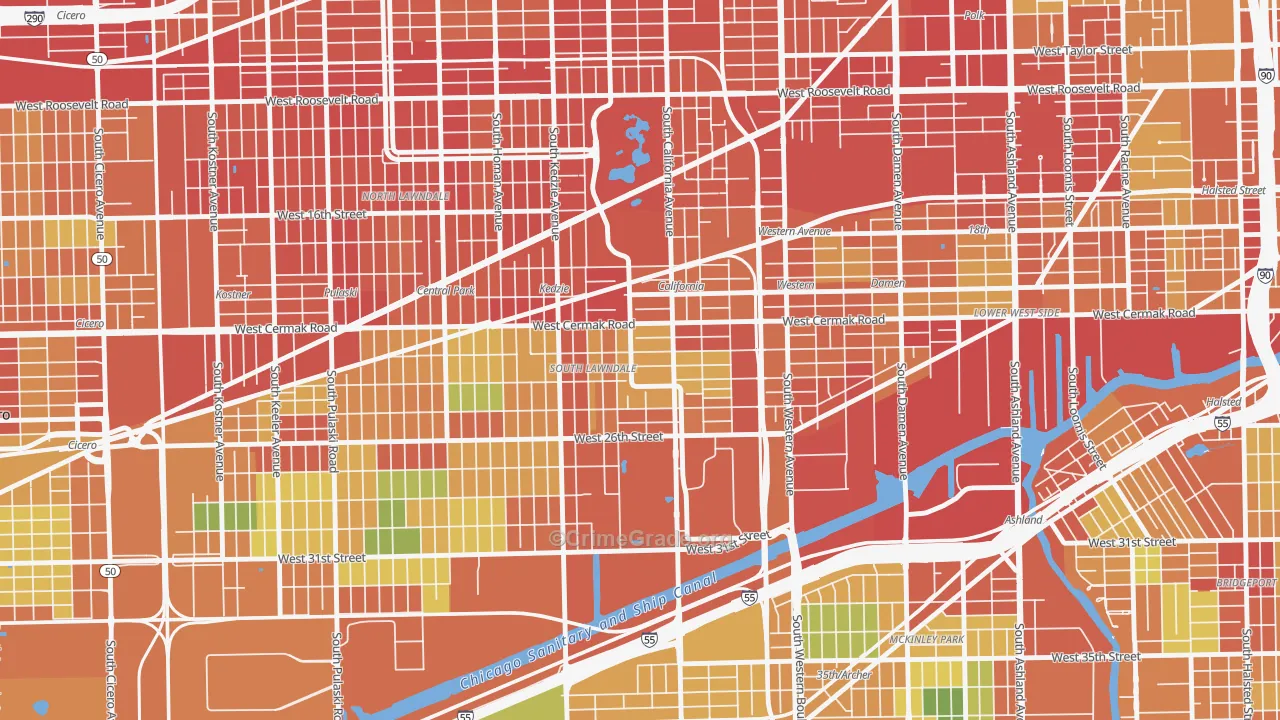 Bohemian California, Chicago, IL Map of Robbery Rates