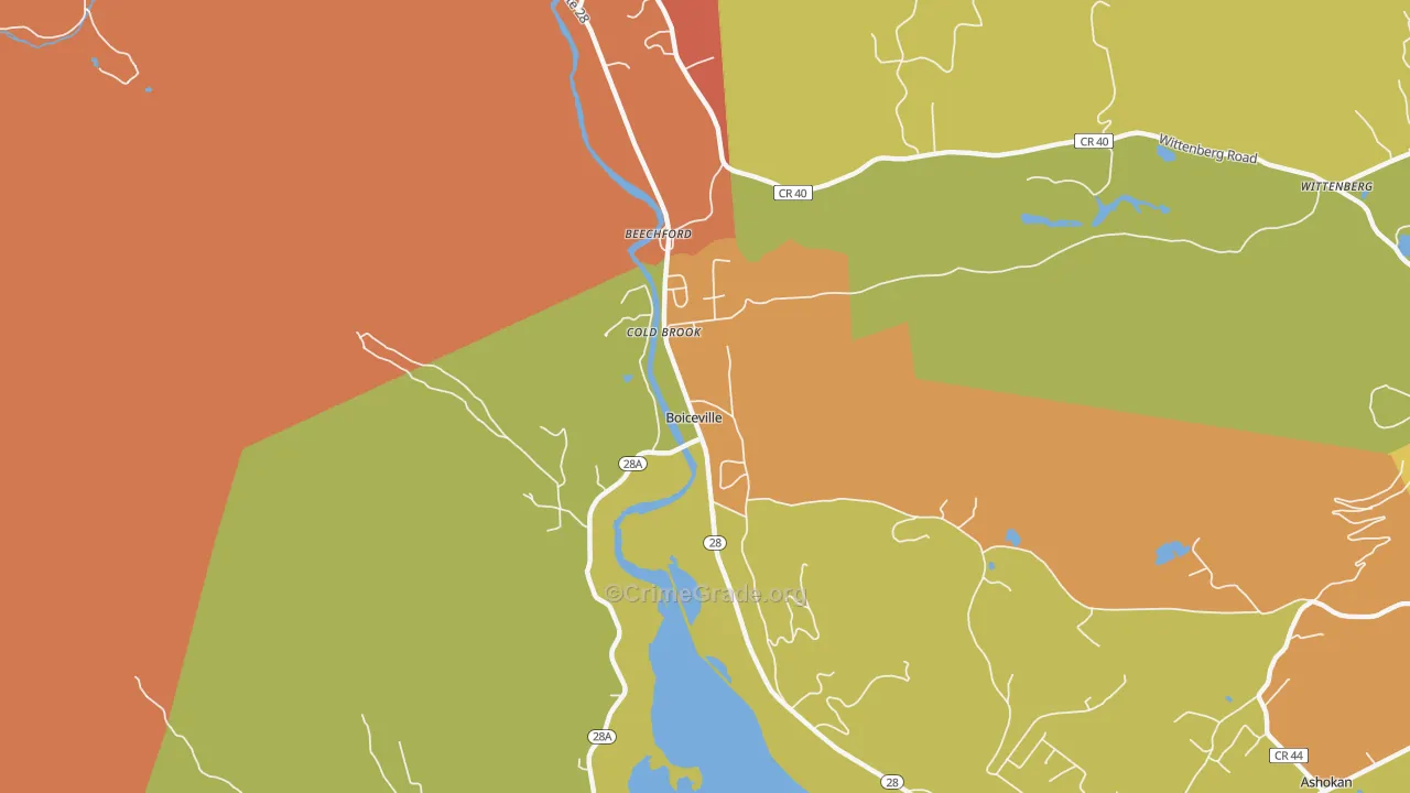 Boiceville, NY Map of Robbery Rates