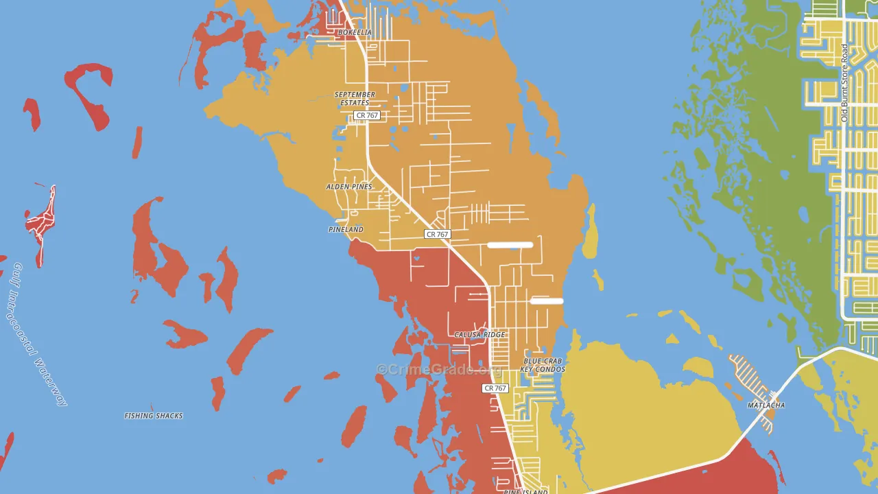 Bokeelia, FL Map of Robbery Rates