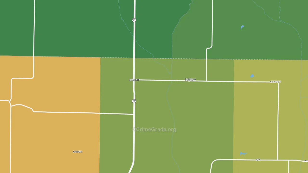 Bolckow, MO Map of Robbery Rates