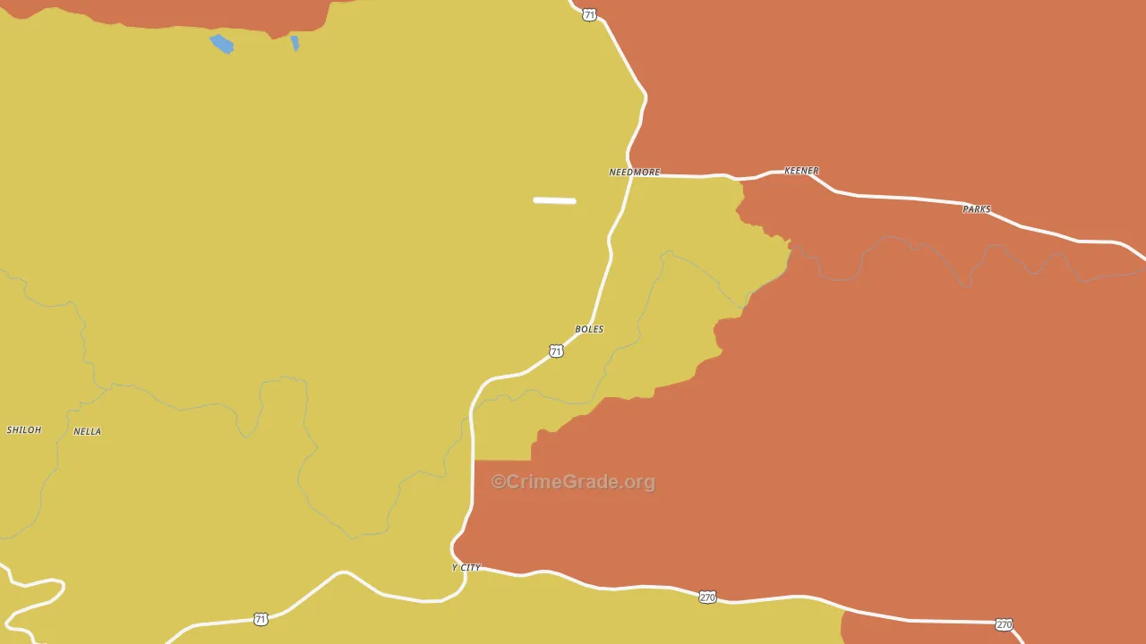 Boles, AR Map of Robbery Rates