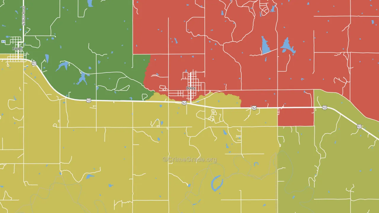 Boley, OK Map of Robbery Rates