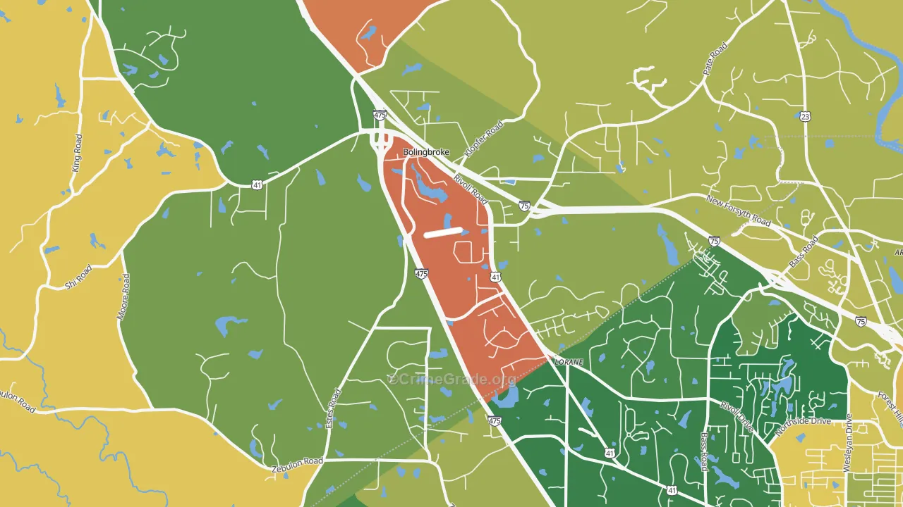 Bolingbroke, GA Map of Robbery Rates