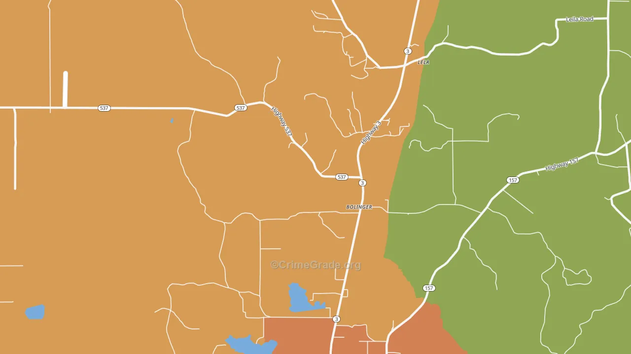 Bolinger, LA Map of Robbery Rates