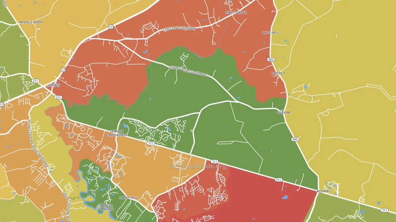 Bolivia, NC Map of Robbery Rates