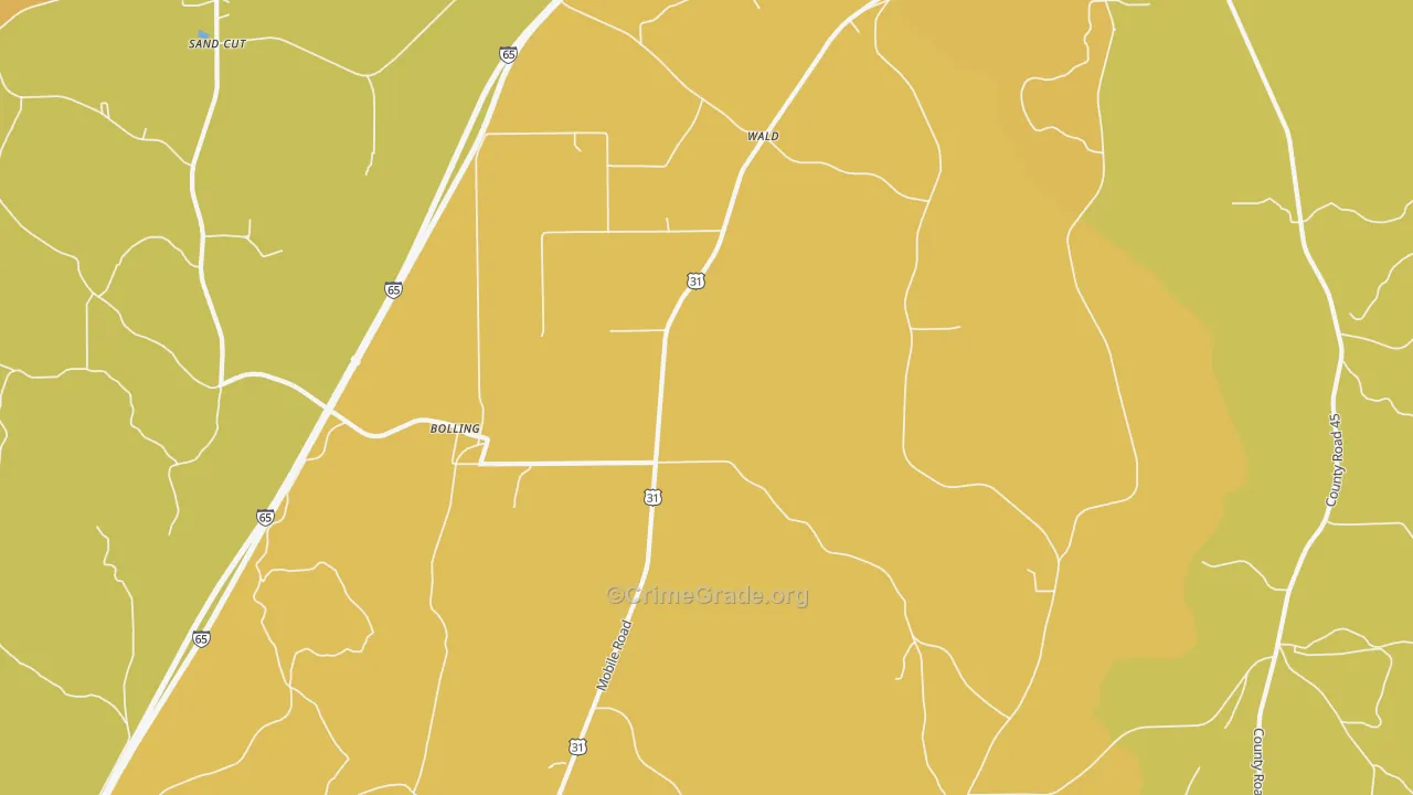 Bolling, AL Map of Robbery Rates