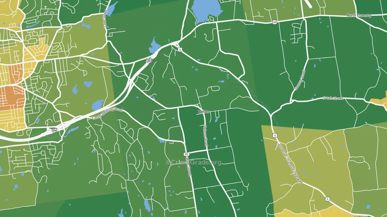 Bolton, CT Map of Robbery Rates