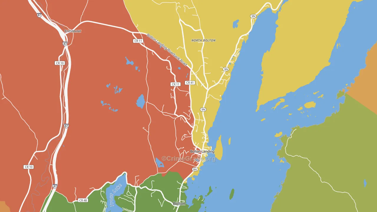 Bolton Landing, NY Map of Robbery Rates