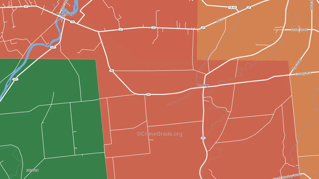 Bombay, NY Map of Robbery Rates