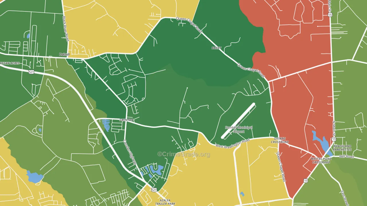 Bon Air Terrace, SC Map of Robbery Rates