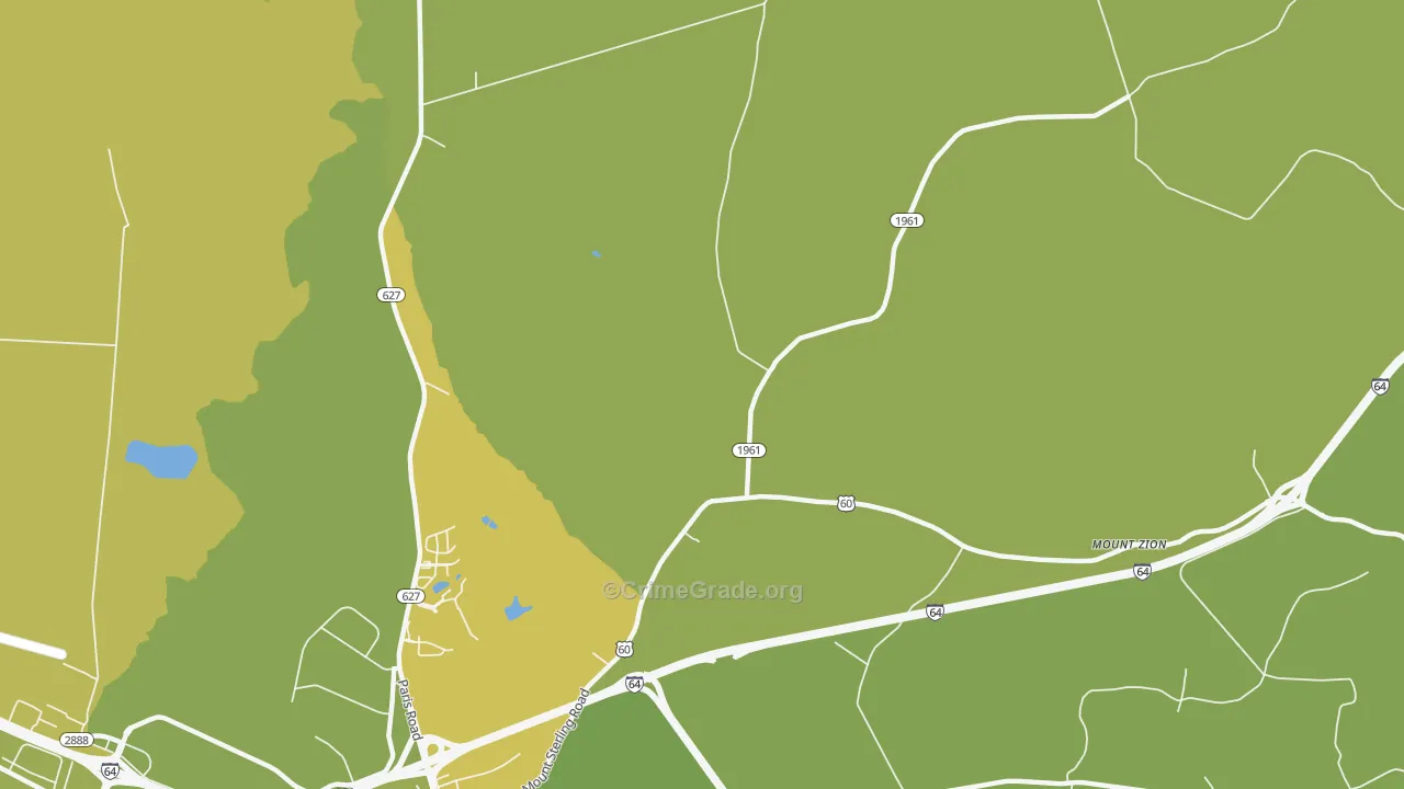 Bon Haven, KY Map of Robbery Rates