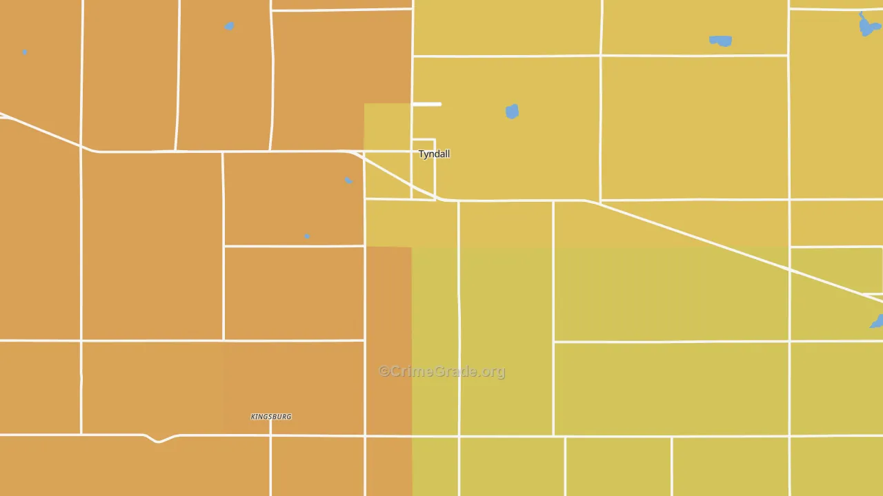 Bon Homme County, SD Map of Robbery Rates