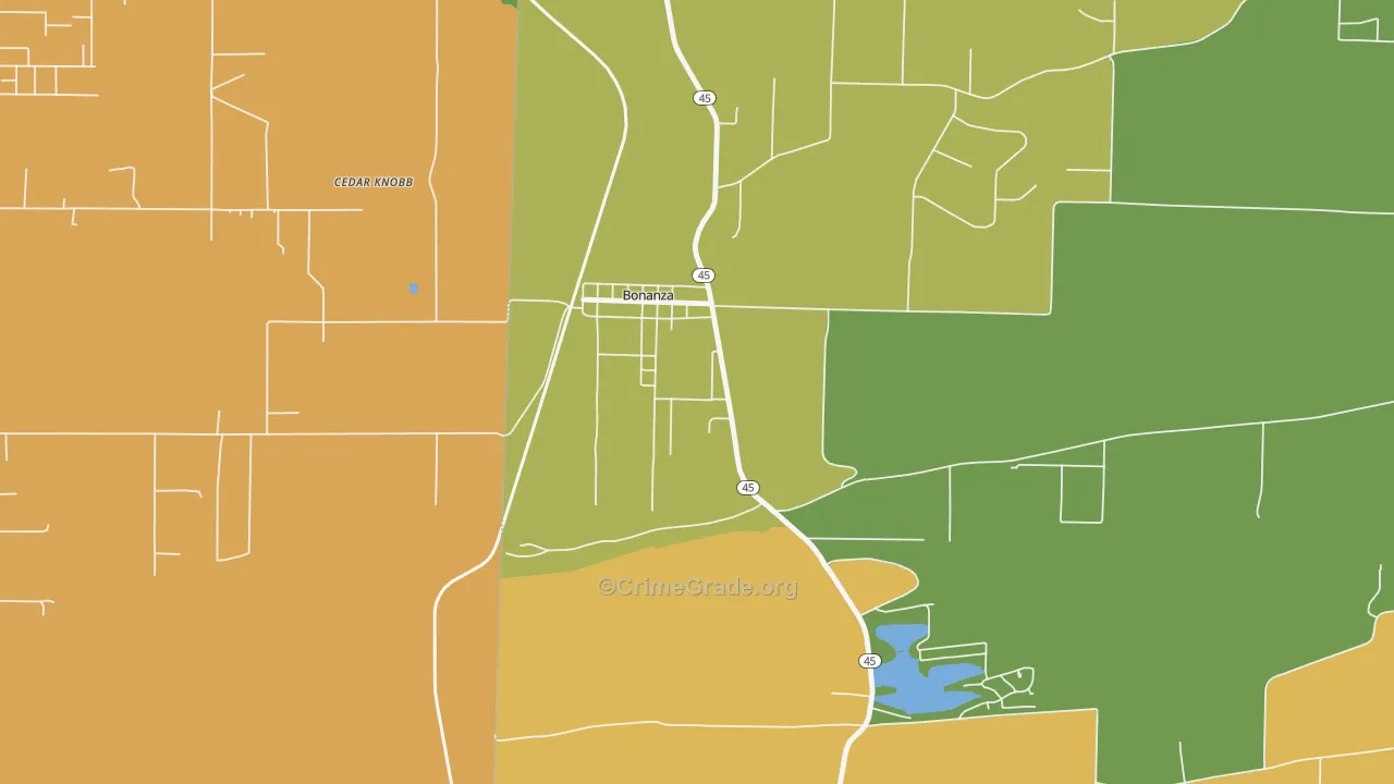 Bonanza, AR Map of Robbery Rates