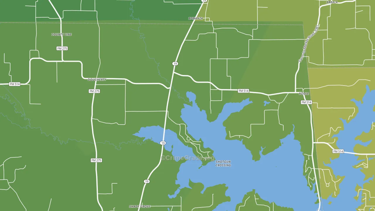 Bonanza, TX Map of Robbery Rates