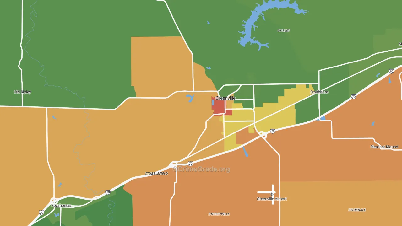 Bond County, IL Map of Robbery Rates