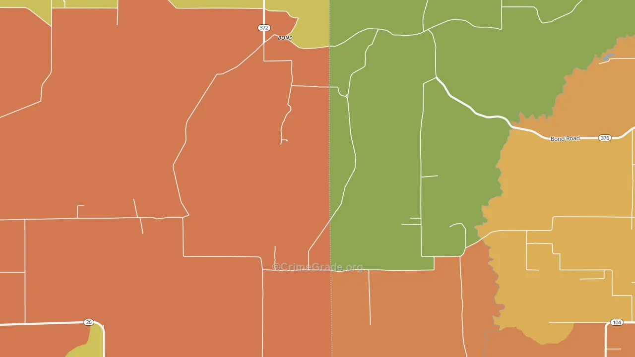 Bond, LA Map of Robbery Rates