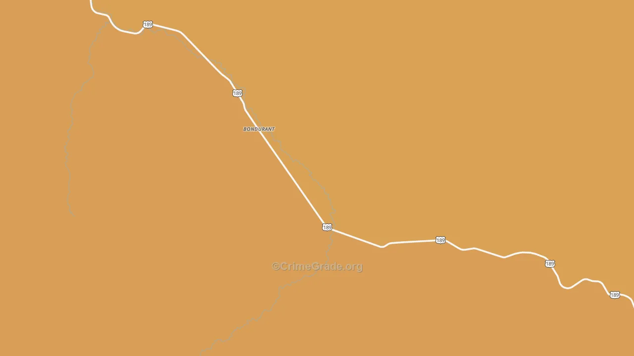 Bondurant, WY Map of Robbery Rates