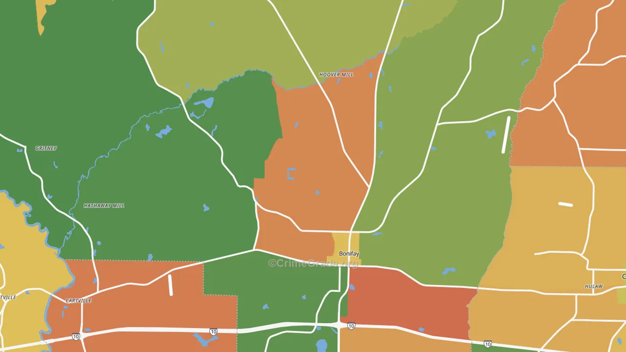 Bonifay, FL Map of Robbery Rates