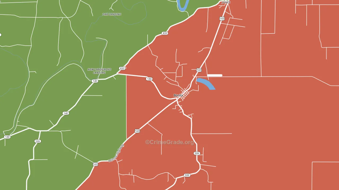 Bonita, LA Map of Robbery Rates