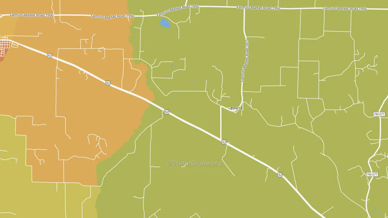 Bonita, TX Map of Robbery Rates