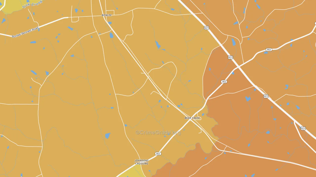 Bonlee, NC Map of Robbery Rates