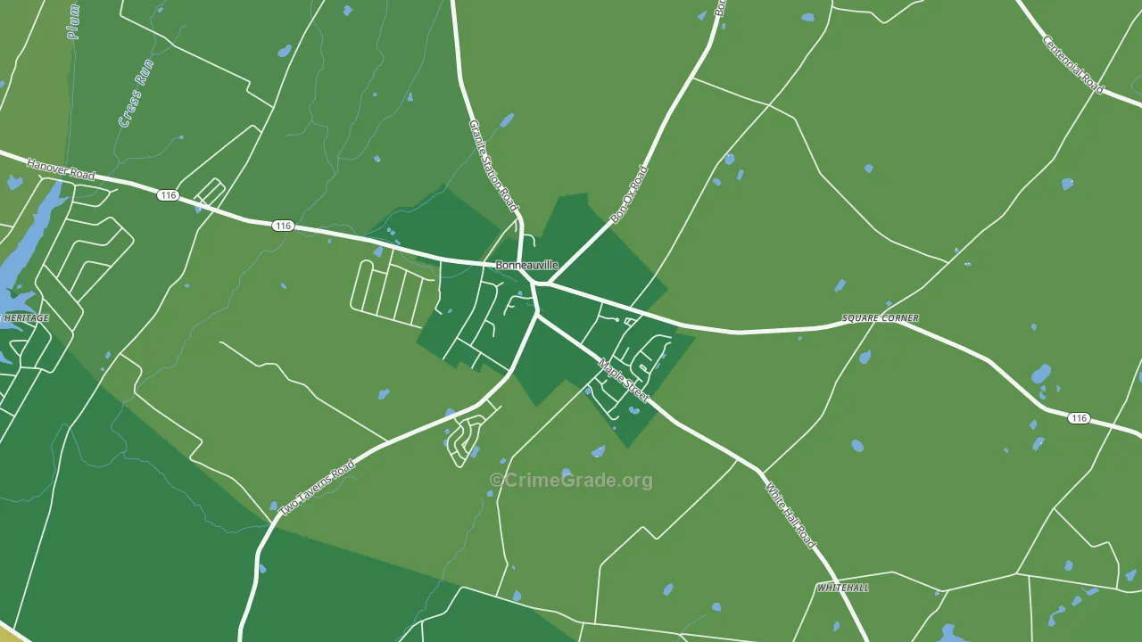 Bonneauville, PA Map of Robbery Rates