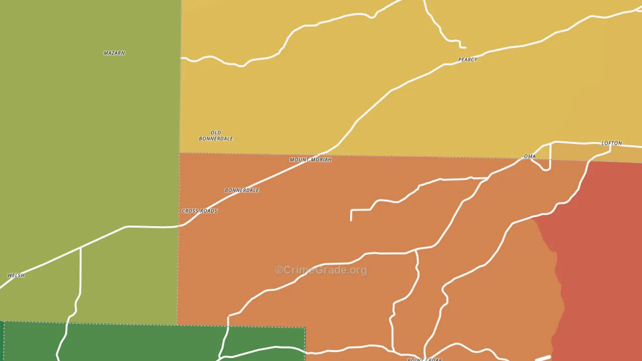 Bonnerdale, AR Map of Robbery Rates