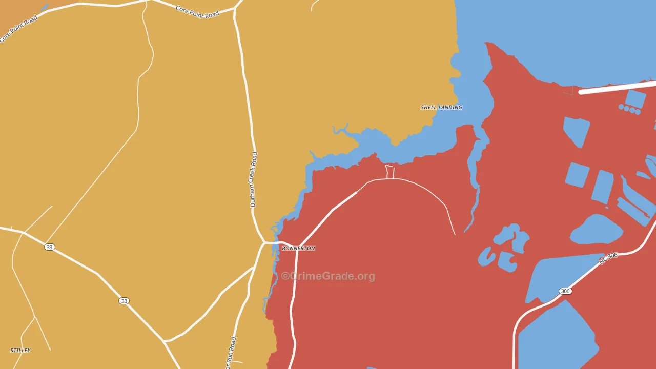 Bonnerton, NC Map of Robbery Rates