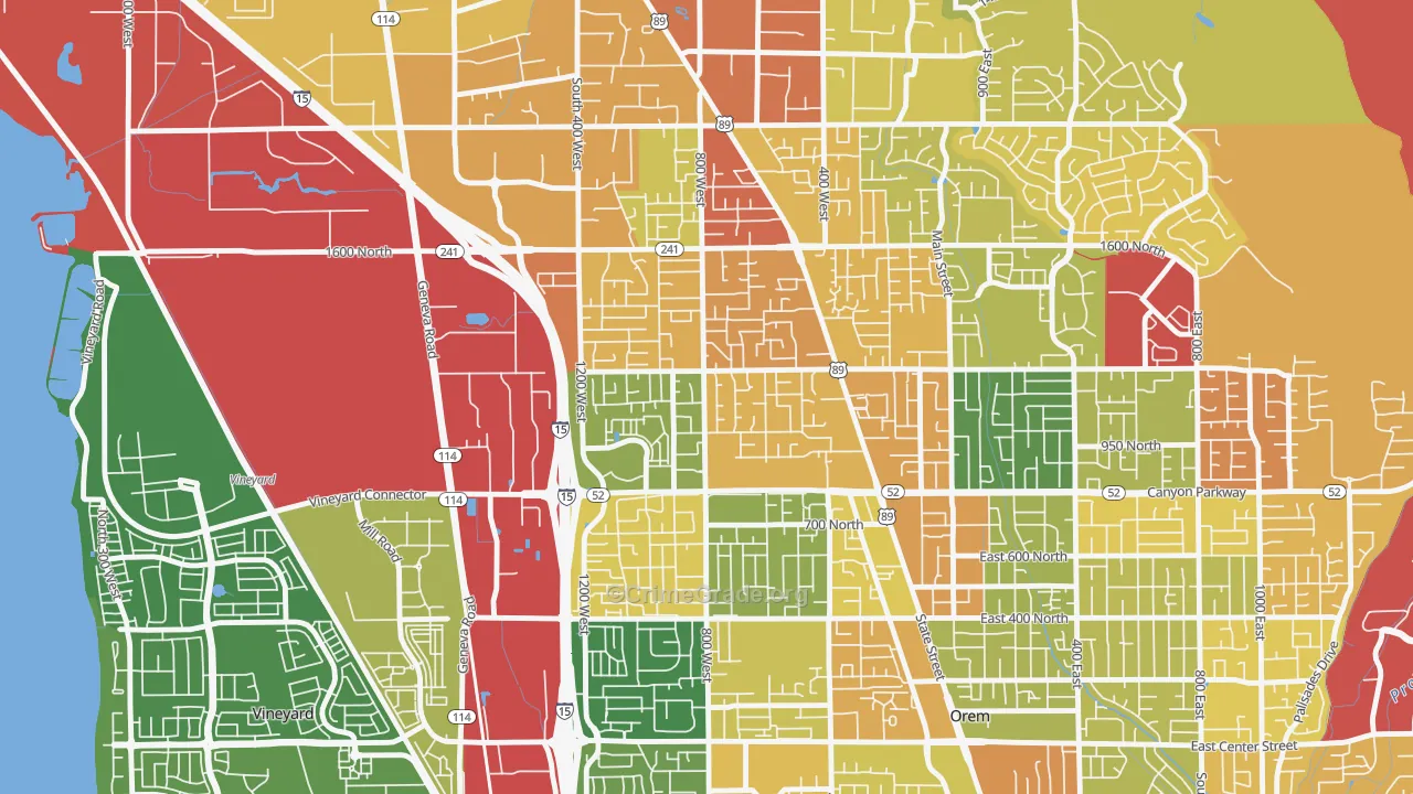 Bonneville, Orem, UT Map of Robbery Rates