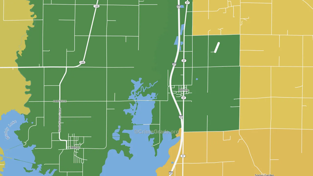 Bonnie, IL Map of Robbery Rates