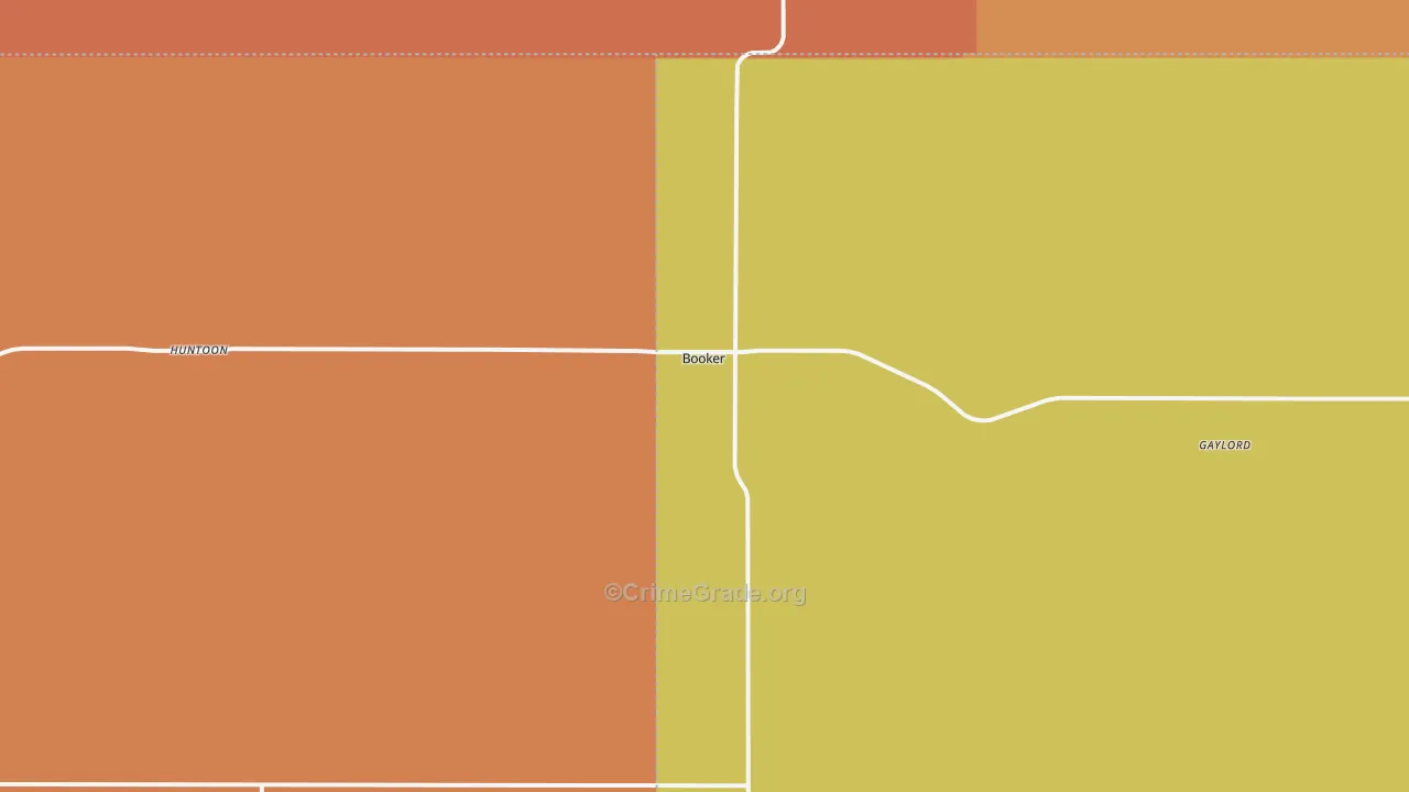 Booker, TX Map of Robbery Rates