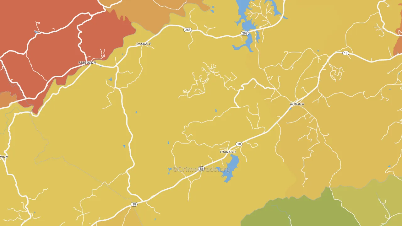 Boomer, NC Map of Robbery Rates