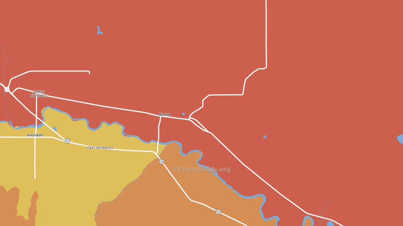 Boone, CO Map of Robbery Rates