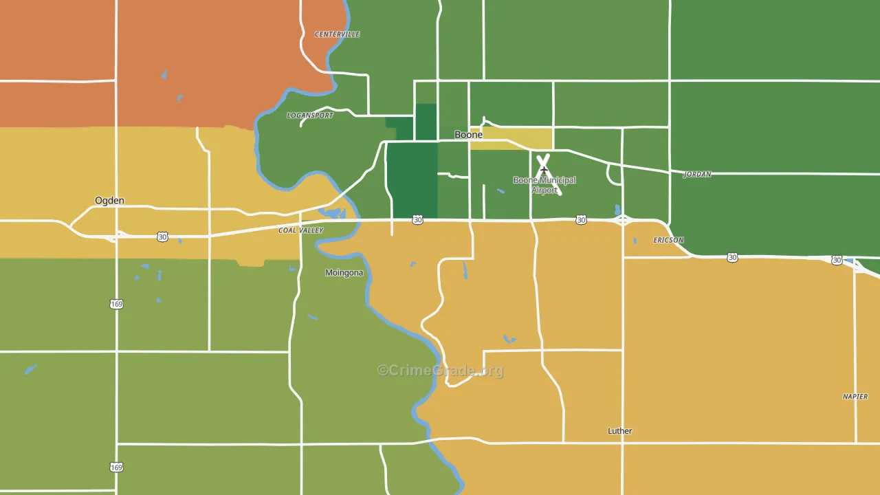 Boone County, IA Map of Robbery Rates