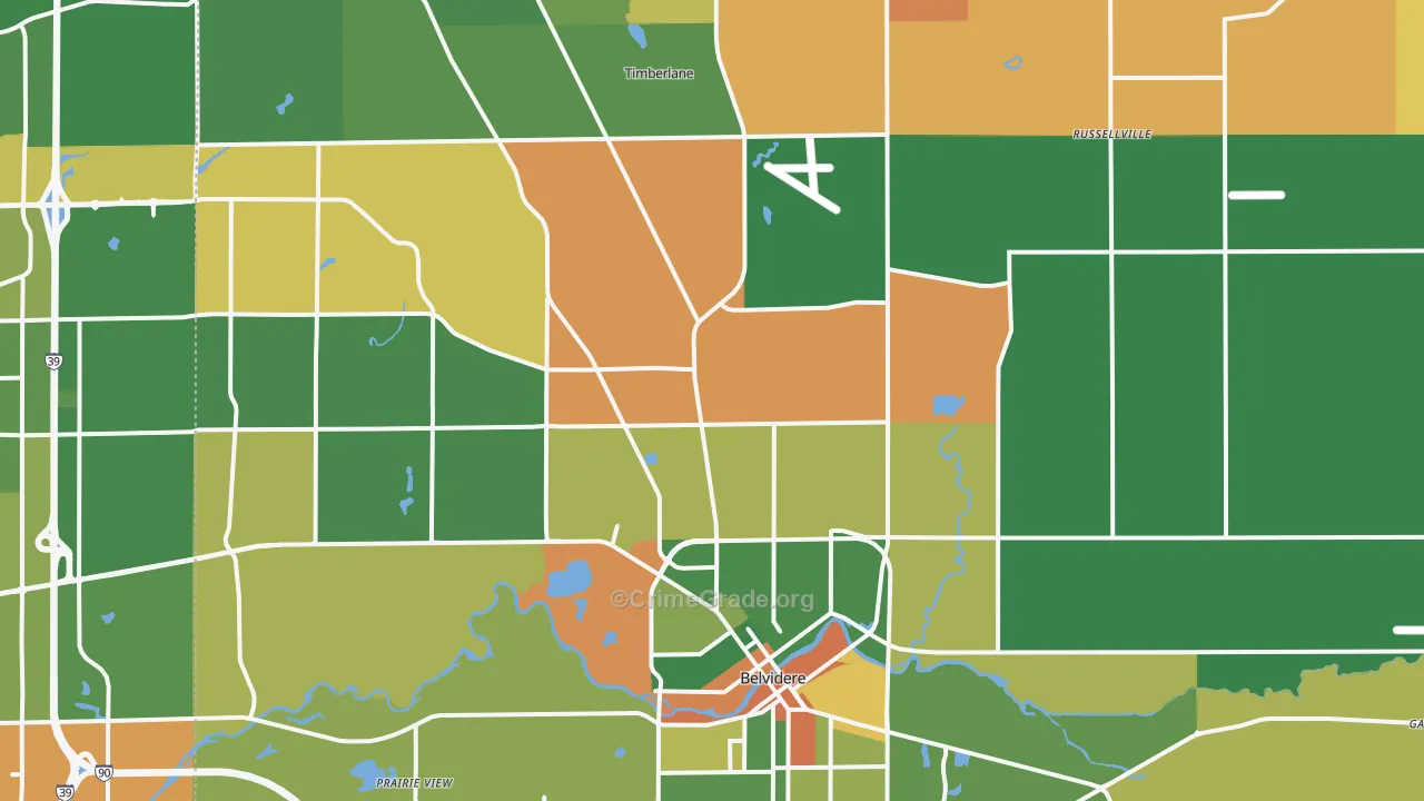 Boone County, IL Map of Robbery Rates