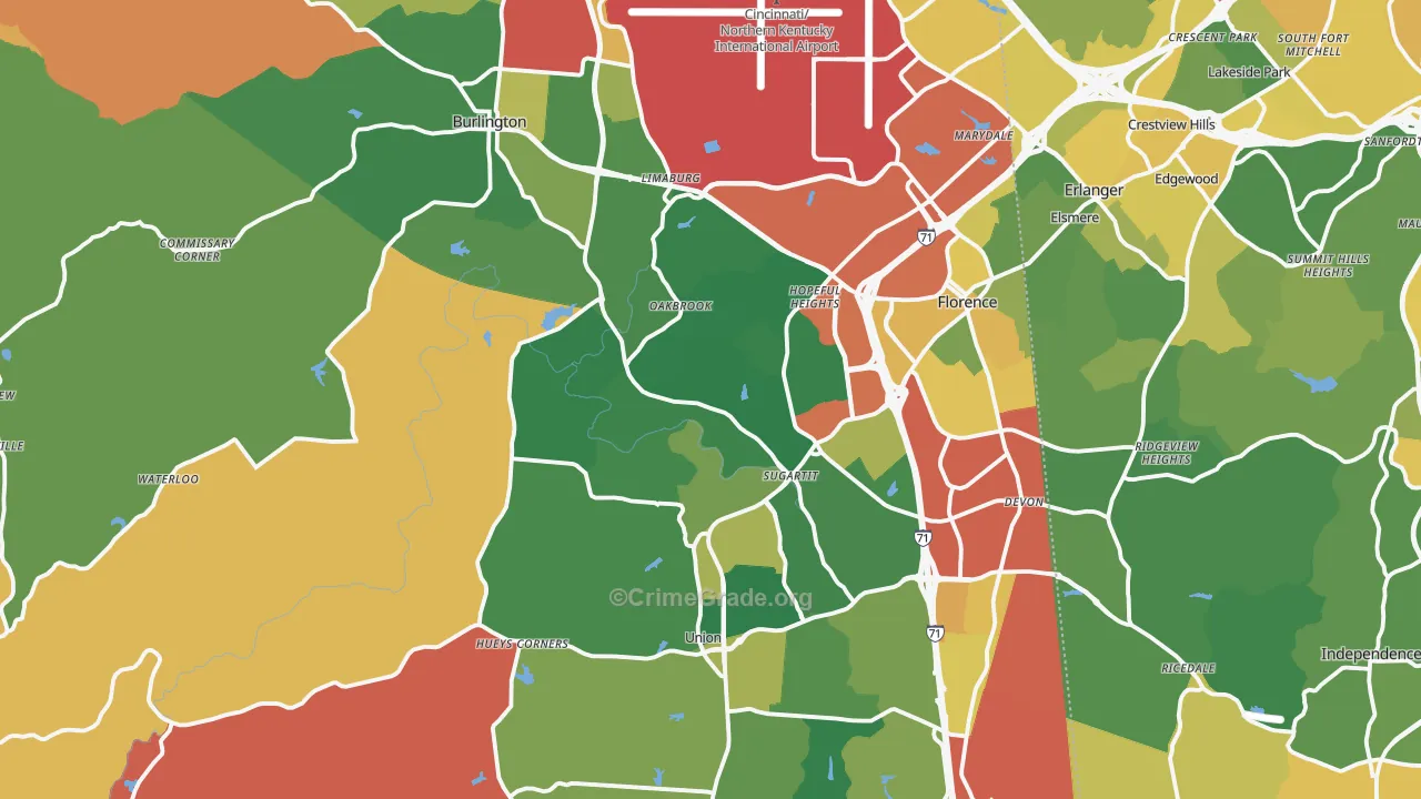 Boone County, KY Map of Robbery Rates