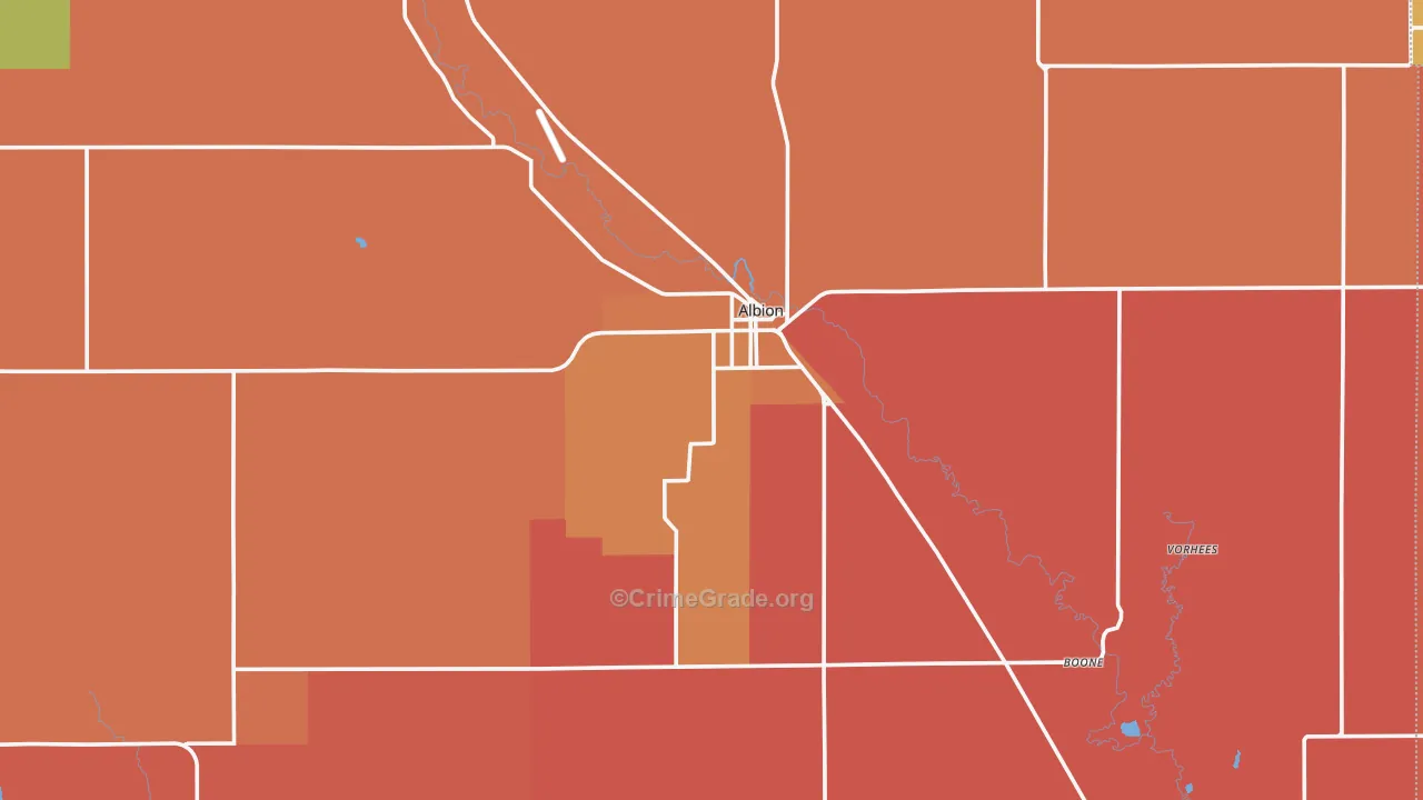 Boone County, NE Map of Robbery Rates