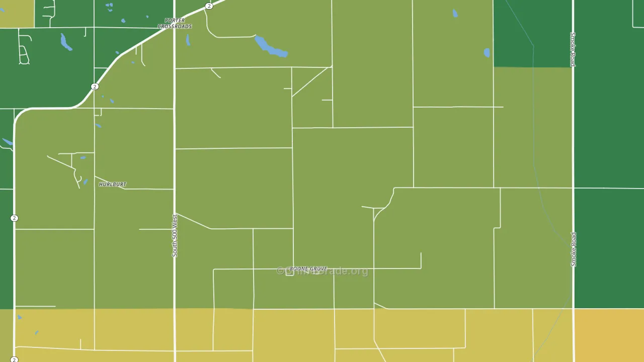 Boone Grove, IN Map of Robbery Rates