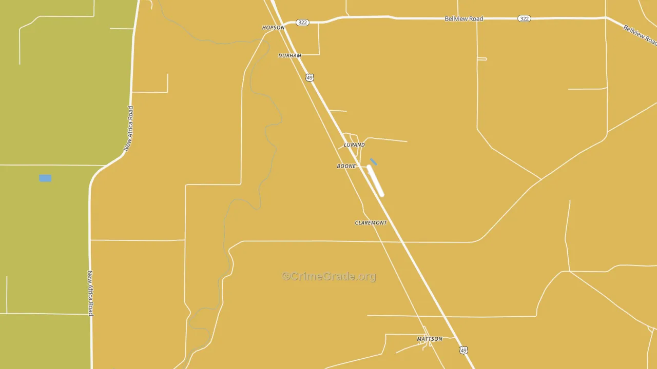 Boone, MS Map of Robbery Rates