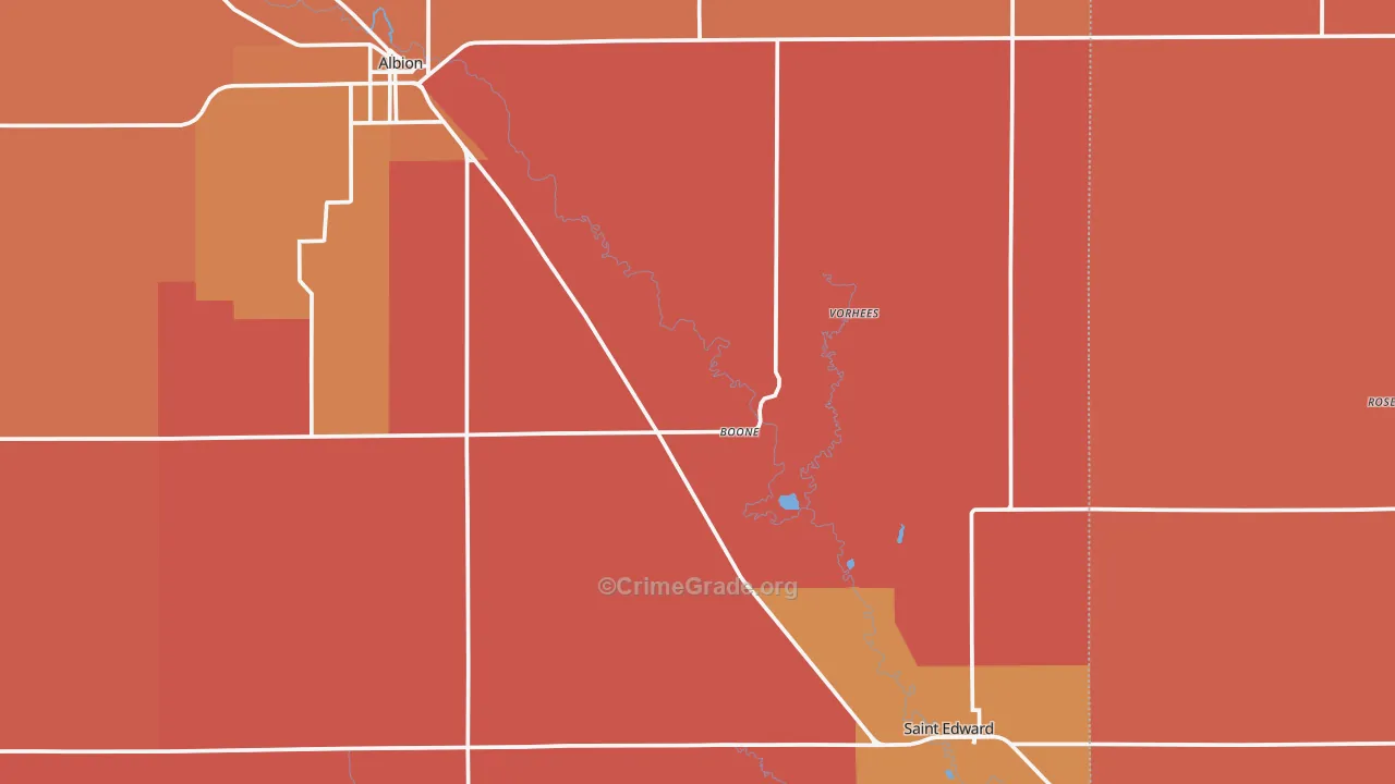 Boone, NE Map of Robbery Rates