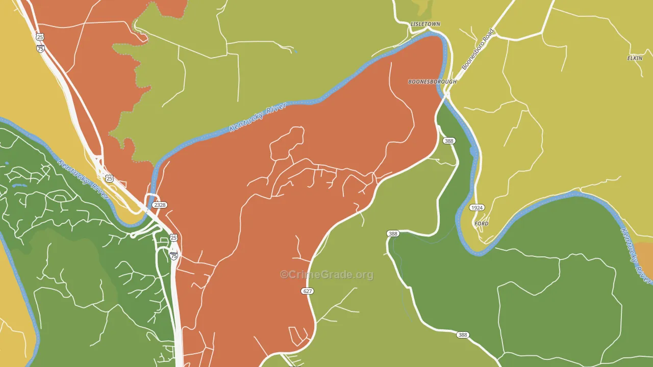 Boonesboro, KY Map of Robbery Rates