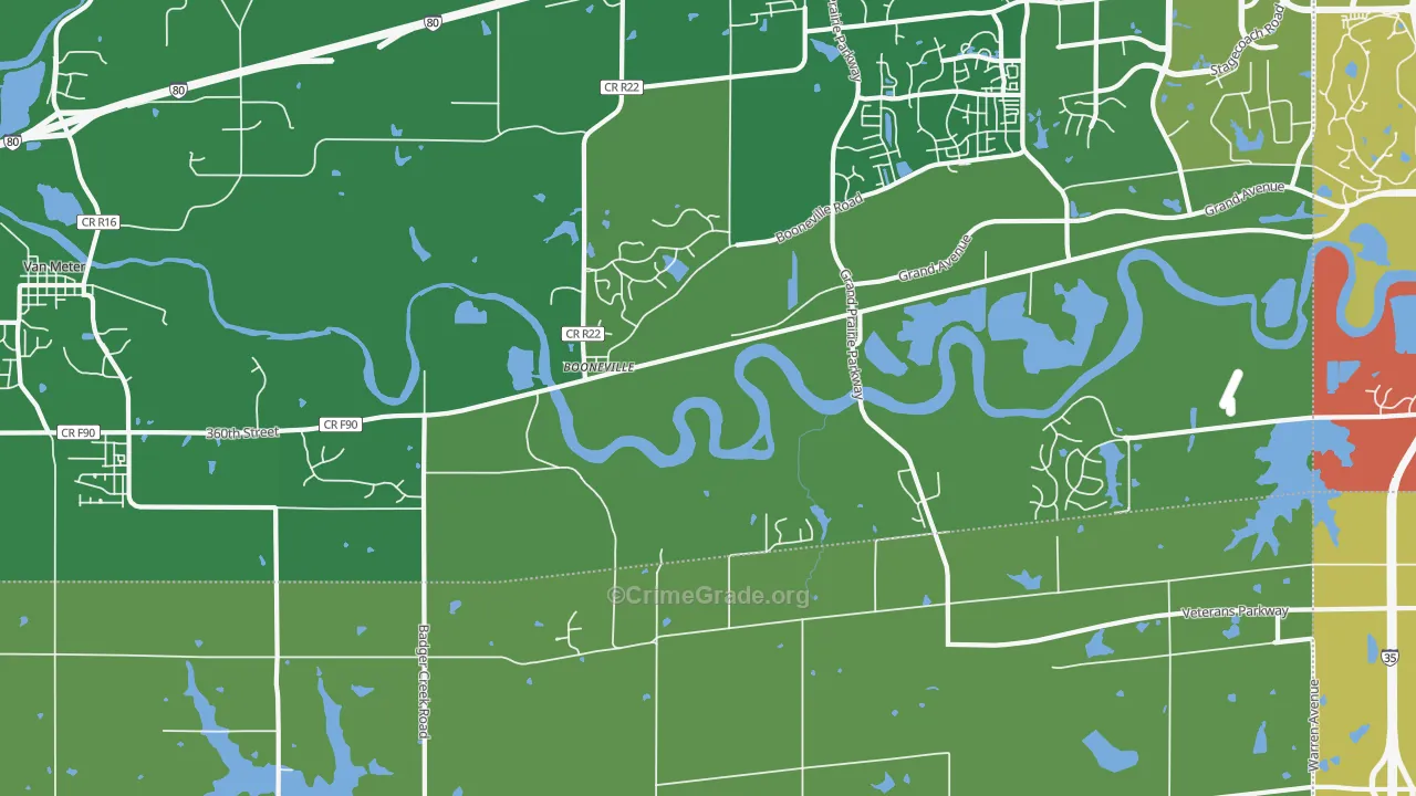 Booneville, IA Map of Robbery Rates