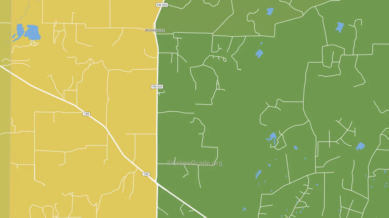 Boonsville, TX Map of Robbery Rates